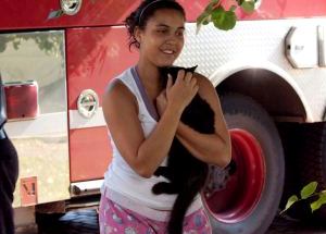 The boys from Cleveland E42 rescue a little girls cat from a tree, photo by Bill Britt